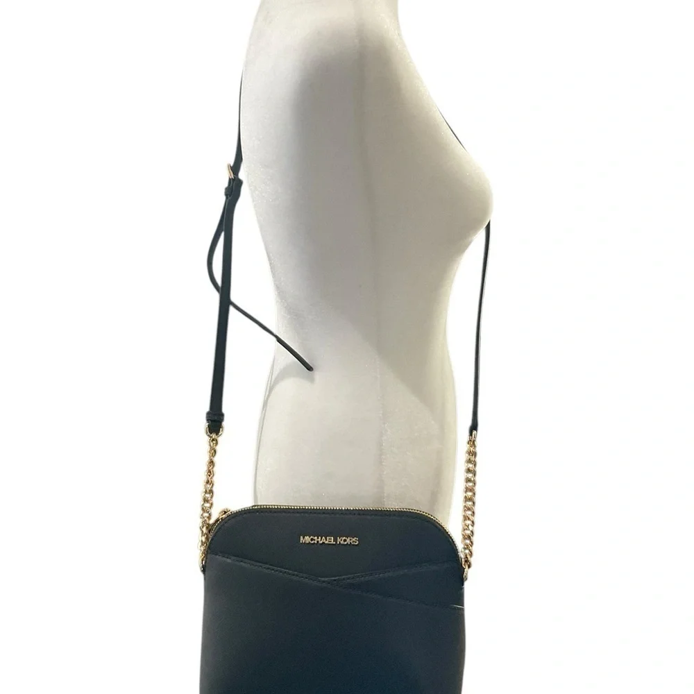 Michael Kors Black and Gold Medium Dome Crossbody Bag